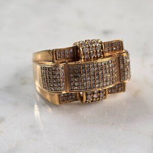 Womens Vintage Estate 10K Yellow Gold Diamond Ring 8.2g E3980